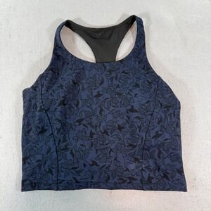 Lululemon Invigorate Tank Navy Floral Print Built In Bra Womens 10